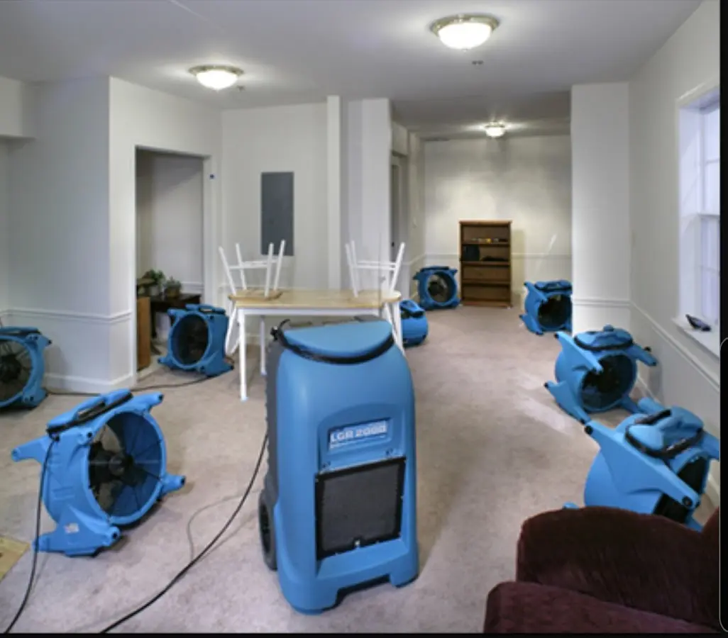 Air movers and dehumidifier setup for Water Damage Restoration in Holtville